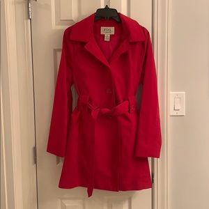Red trench rain coat with hood size small